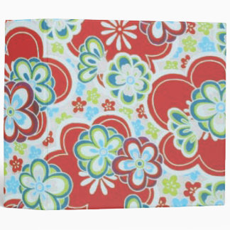 Red, Blue, Green & White Flowers Binder