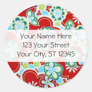 Red, Blue, Green & White Flowers Classic Round Sticker
