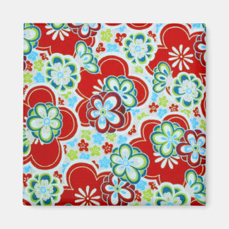 Red, Blue, Green & White Flowers Magnet