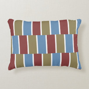 Red Blue Green White Stripes Accent Pillow
