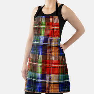 Red Blue Green Yellow Plaid Tartan Design Apron