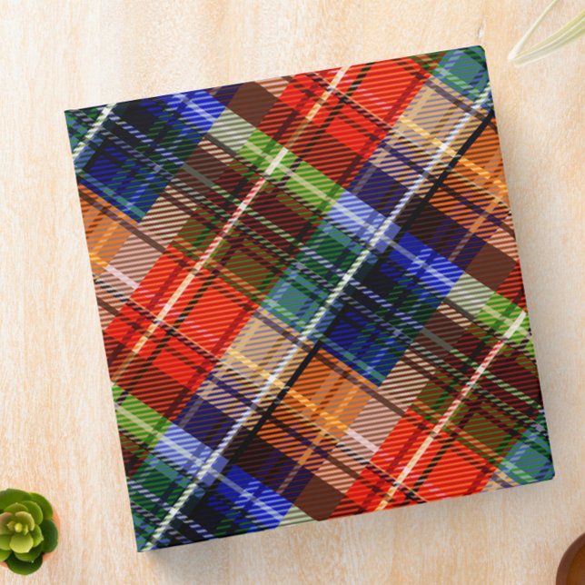 Red Blue Green Yellow Plaid Tartan Design  Binder (Creator Uploaded)