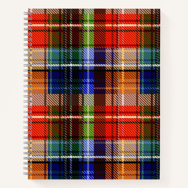 Red Blue Green Yellow Plaid Tartan Design  Notebook (Front)