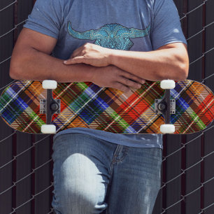 Red Blue Green Yellow Plaid Tartan Design  Skateboard