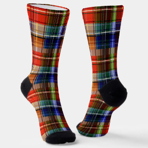 Red Blue Green Yellow Plaid Tartan Design Socks