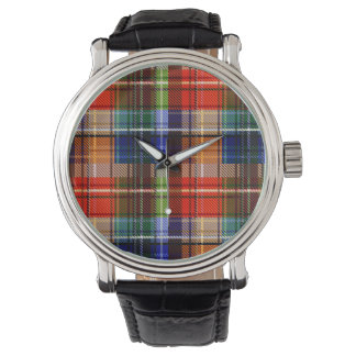 Red Blue Green Yellow Plaid Tartan Design  Watch
