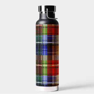 Red Blue Green Yellow Plaid Tartan Design Water Bottle