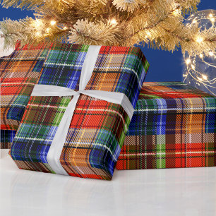 Red Blue Green Yellow Plaid Tartan Design  Wrapping Paper