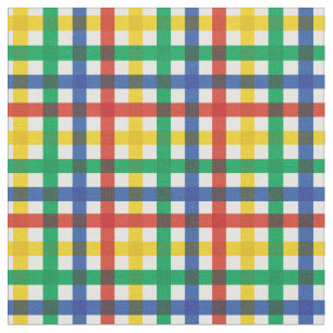 Red, Blue, Green & Yellow Summer Rainbow Plaid Fabric
