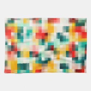 Red Blue Green Yellow White Abstract Pattern Kitchen Towel