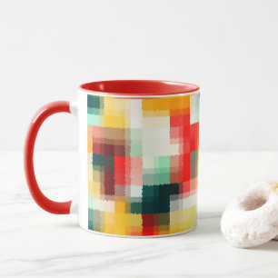 Red Blue Green Yellow White Abstract Pattern Mug