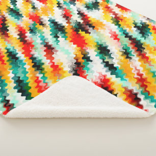 Red Blue Green Yellow White Abstract Pattern Sherpa Blanket