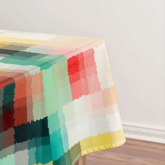 Red Blue Green Yellow White Abstract Pattern Tablecloth (In Situ)