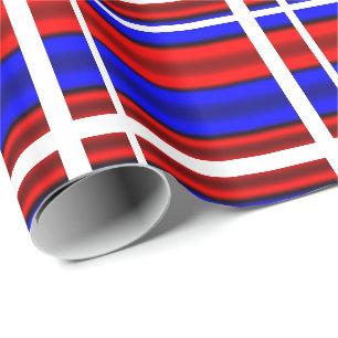 Red & Blue Horizontal Stripes Wrapping Paper