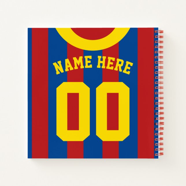 Red & Blue Jersey Template Notebook Soccer Rugby (Back)