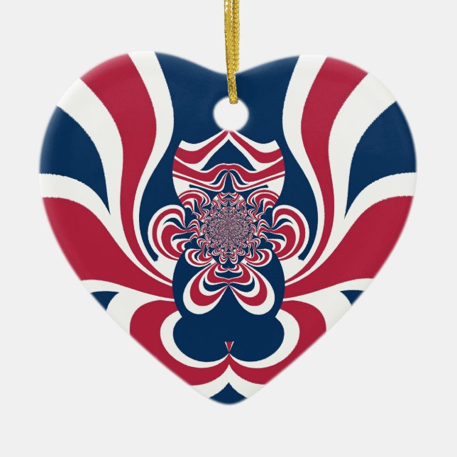 Red Blue Kaleidoscope Art Print Ceramic Ornament (Front)
