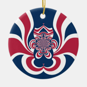 Red Blue Kaleidoscope Art Print Ceramic Ornament