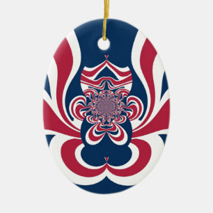 Red Blue Kaleidoscope Art Print Ceramic Ornament