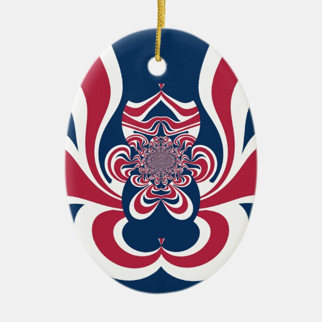 Red Blue Kaleidoscope Art Print Ceramic Ornament (Front)