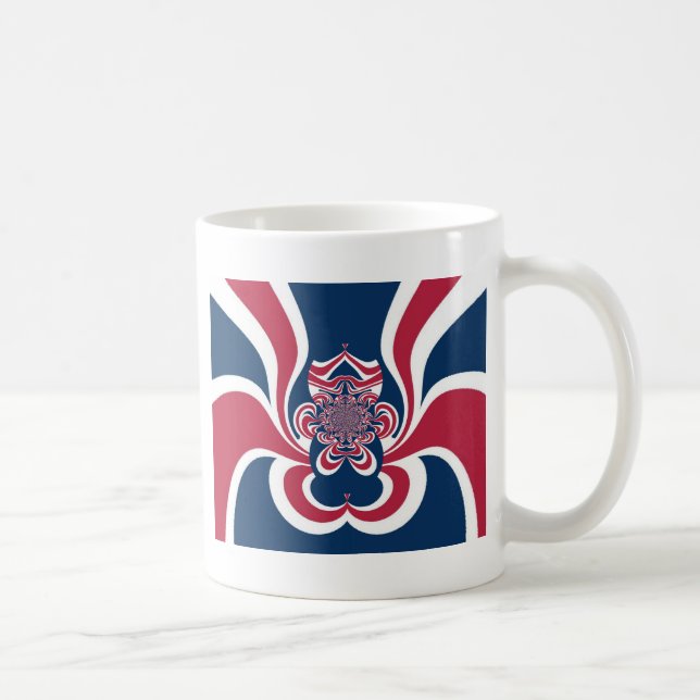 Red Blue Kaleidoscope Art Print Coffee Mug (Right)
