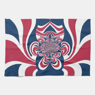 Red Blue Kaleidoscope Art Print Kitchen Towel