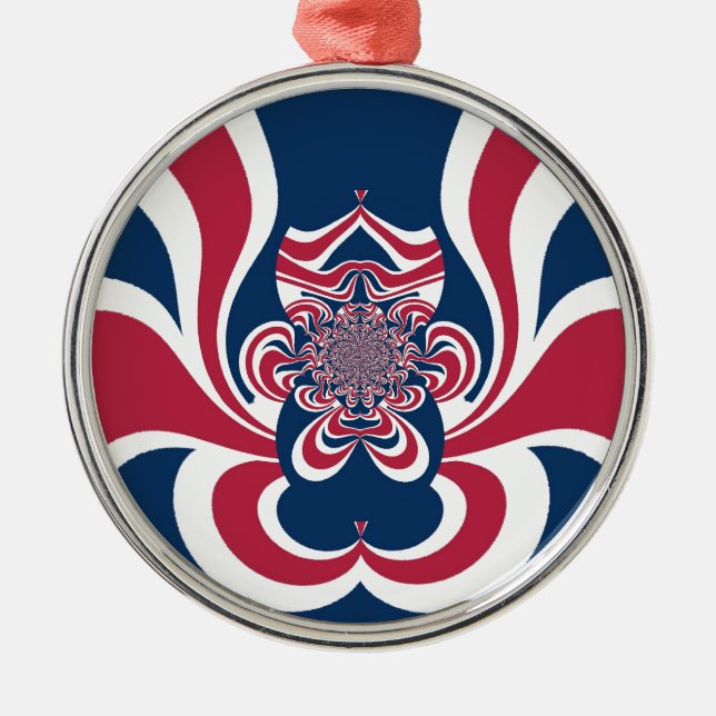 Red Blue Kaleidoscope Art Print Metal Ornament (Front)
