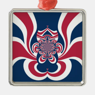 Red Blue Kaleidoscope Art Print Metal Ornament