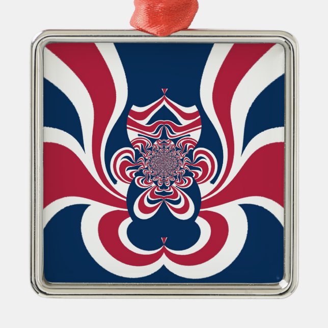 Red Blue Kaleidoscope Art Print Metal Ornament (Front)