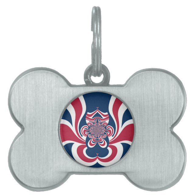 Red Blue Kaleidoscope Art Print Pet Name Tag (Front)