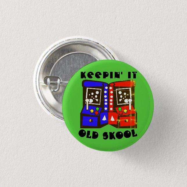Red Blue Keeping it Old School Arcade Gamer 1 Inch Round Button (Front & Back)