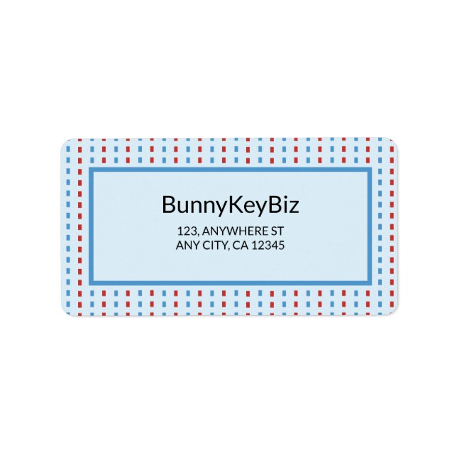 Red Blue Line Dots Company Address Label (Front)