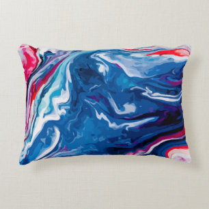 Red blue marble texture accent pillow