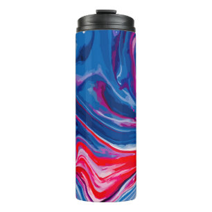 Red blue marble texture thermal tumbler