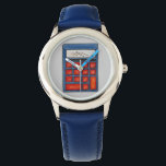 Red Blue Math Teacher Mathematics Calculator Watch<br><div class="desc">Features an original marker illustration of a calculator. Perfect for your favourite math teacher or mathematics enthusiast!</div>