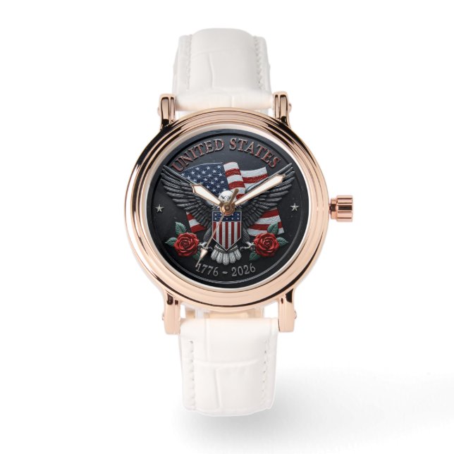 Red & Blue Metallic Texture USA Semiquincentennial Watch (Front)