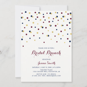Red & Blue Modern Confetti Wedding Bridal Shower I Invitation
