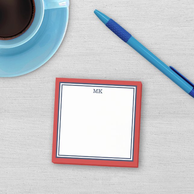 Red Blue Monogrammed Post-it Notes (Creator Uploaded)