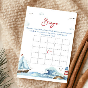 Red Blue Nautical Baby Shower Bingo Game