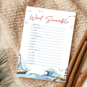 Red Blue Nautical Word Scramble Game