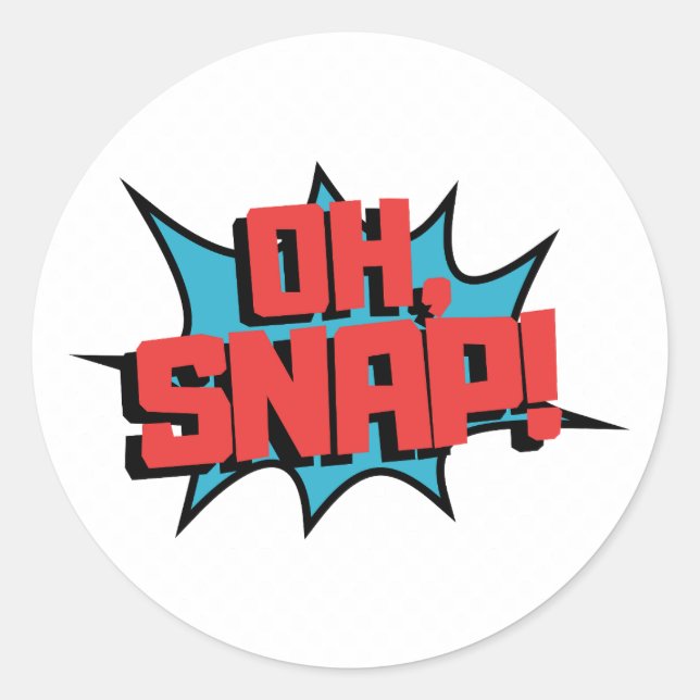 Red Blue Oh Snap Pop Art  Classic Round Sticker (Front)