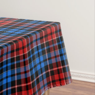 Red Blue On Black Plaid Tartan Design Tablecloth