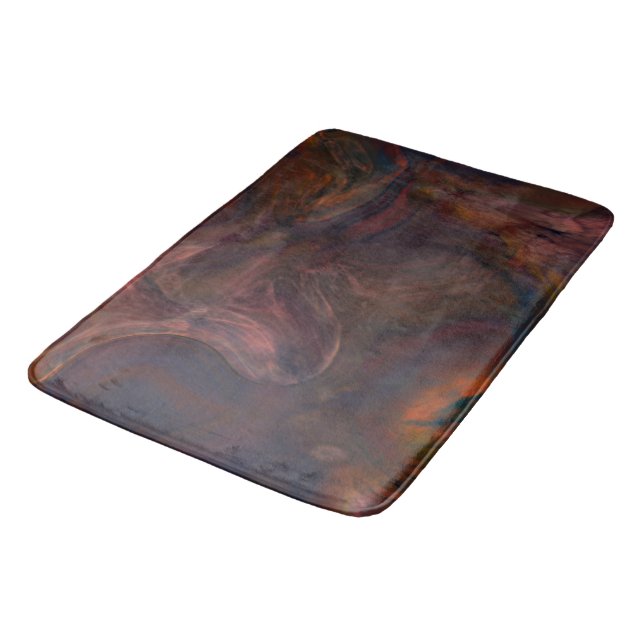 red, blue, orange and Purple Marble abstract Bath Mat (Angled)