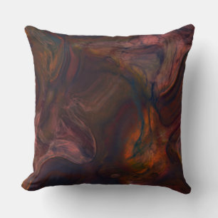 red, blue, orange and Purple Marble abstract Throw Pillow