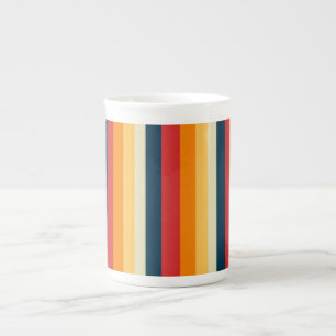 red, blue, orange and yellow stripes bone china mug