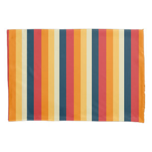 red, blue, orange and yellow stripes pillowcase