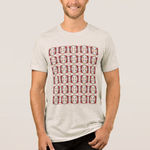 Red Blue Orange Mediterranean Southwest Small Tile Tri-Blend Shirt