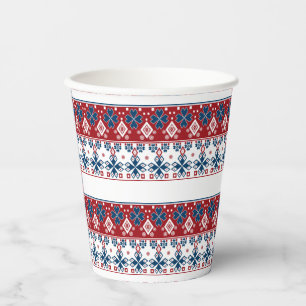 Red blue ornament paper cup