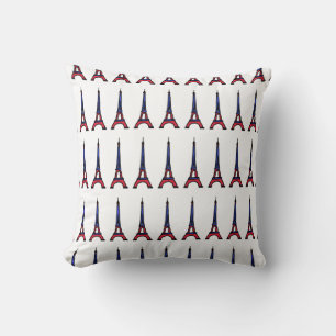 red&blue Paris Eiffel tower pattern Throw Pillow