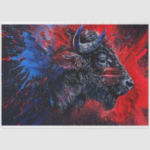 Red Blue Patriotic Buffalo Decoupage Tissue Paper