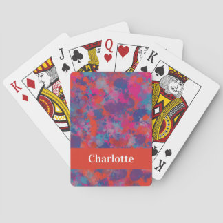 Red, Blue & Pink Drops Abstract Bath Playing Cards